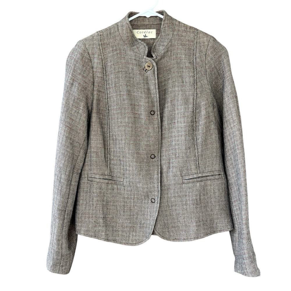 Cotelac Woven Jacket Blazer Women 1 US‎ 6 Brown France Floral Lining Boho